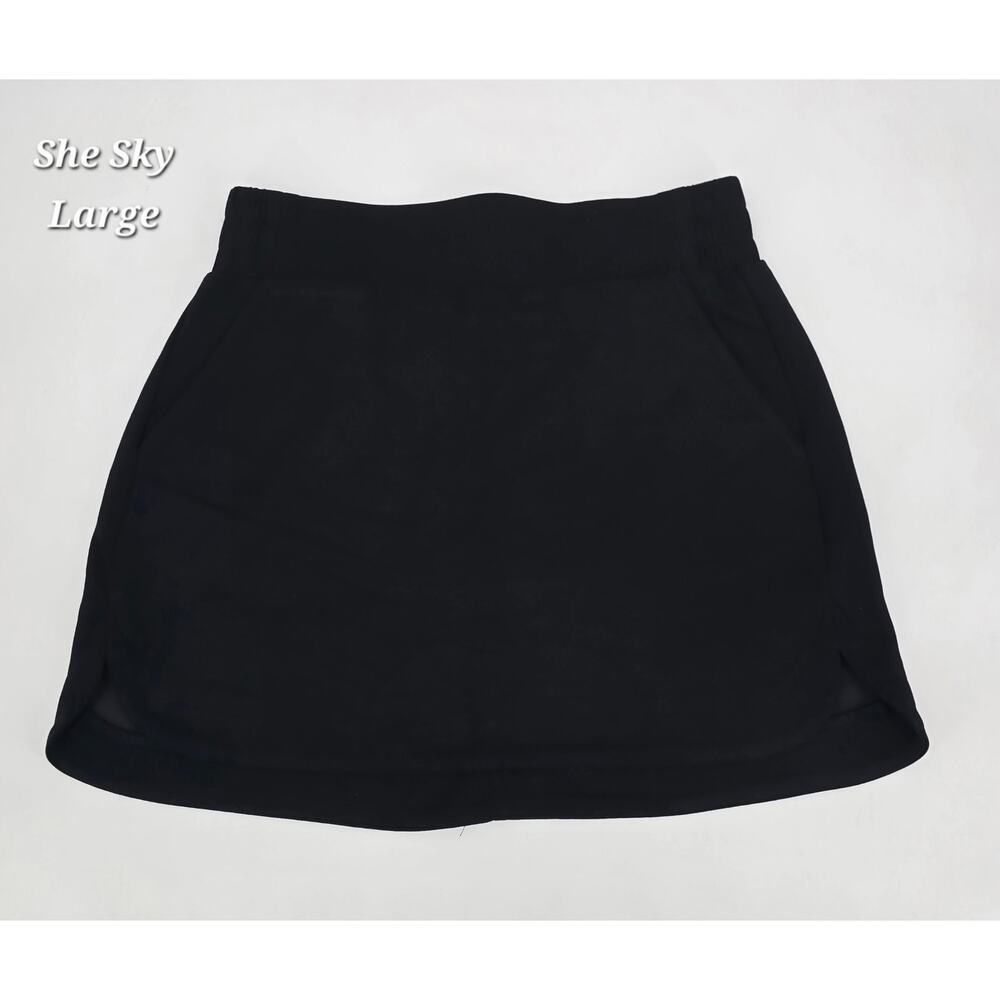 She + Sky Black Scuba Knit Skort‎ Built In Shorts Large Athleisure Minimalist